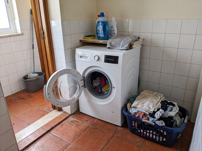 A minha máquina aberta depois do ciclo com a pastilha