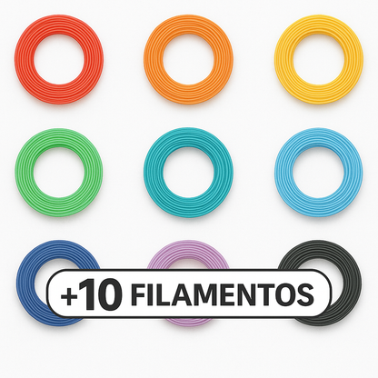 Filamentos em cores variadas