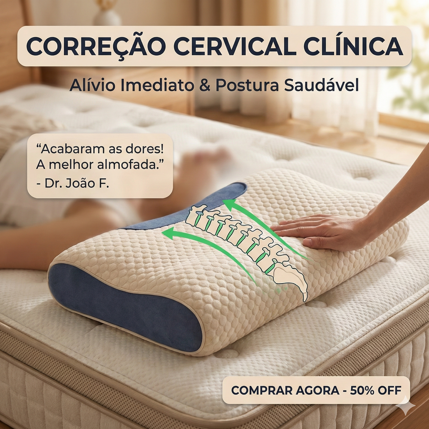 Almofada CerviLux™ - Redescobre o prazer de dormir sem dores