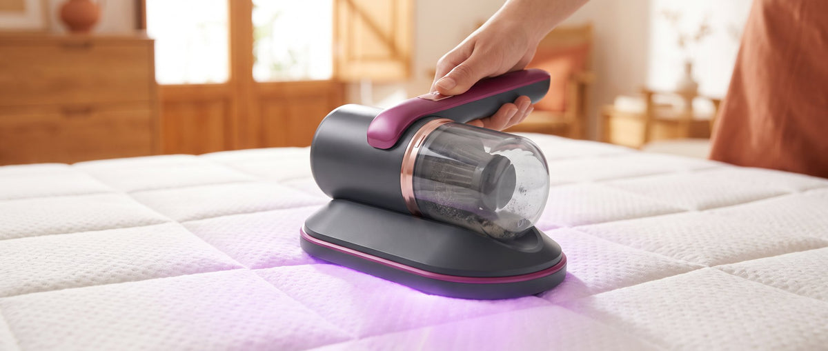 AcaroPro com luz UV-C a passar pelo colchão