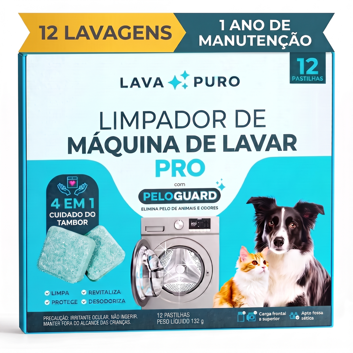 Caixa de LavaPuro Limpador de Máquina de Lavar Pro com 12 pastilhas
