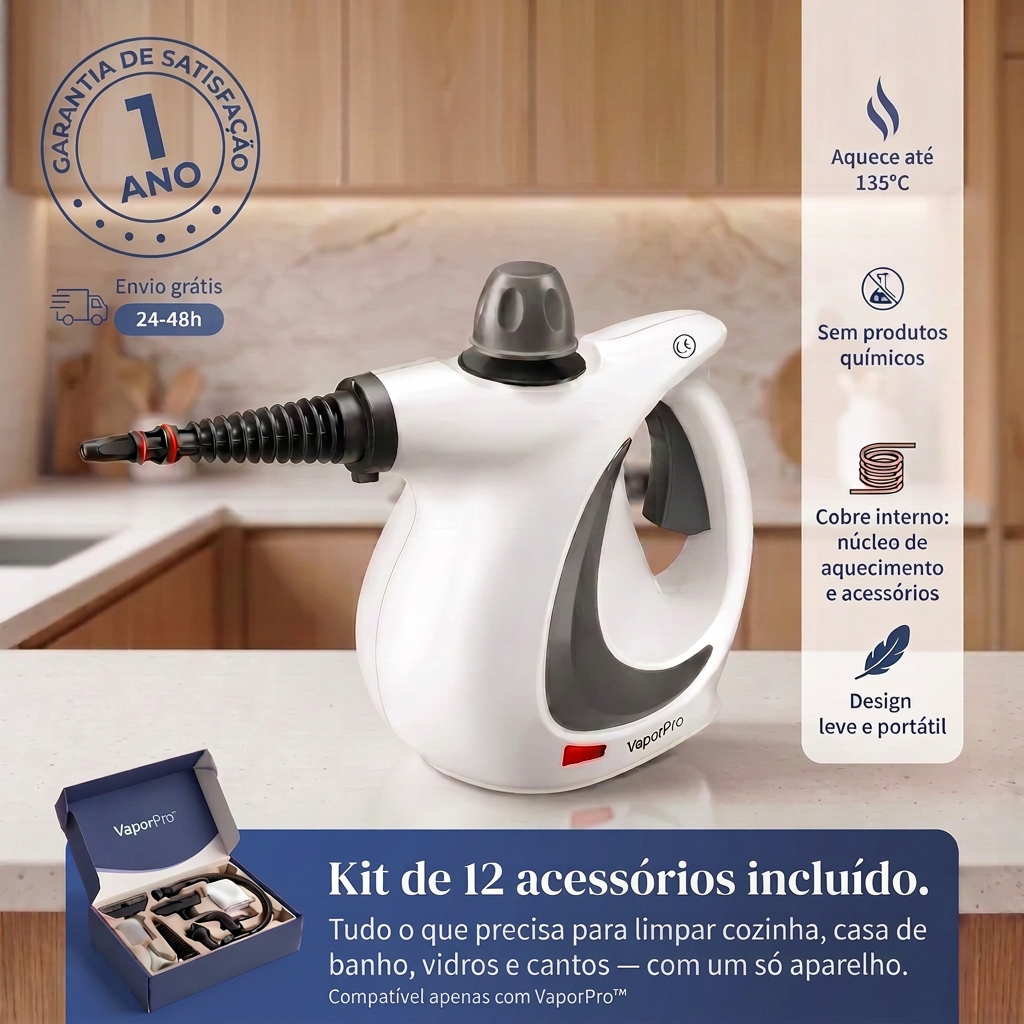 VaporPro com garantia de 1 ano e kit de 12 acessórios