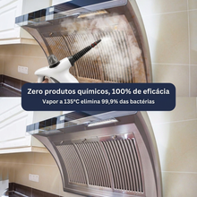 VaporPro a limpar a exaustora — zero produtos químicos, vapor a 135°C elimina 99,9% das bactérias