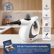 VaporPro — vapor a 135°C, sem produtos químicos, cobre interno, kit de 9 acessórios incluído