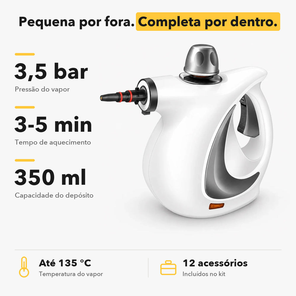 Pressão, aquecimento, depósito e temperatura da VaporPro