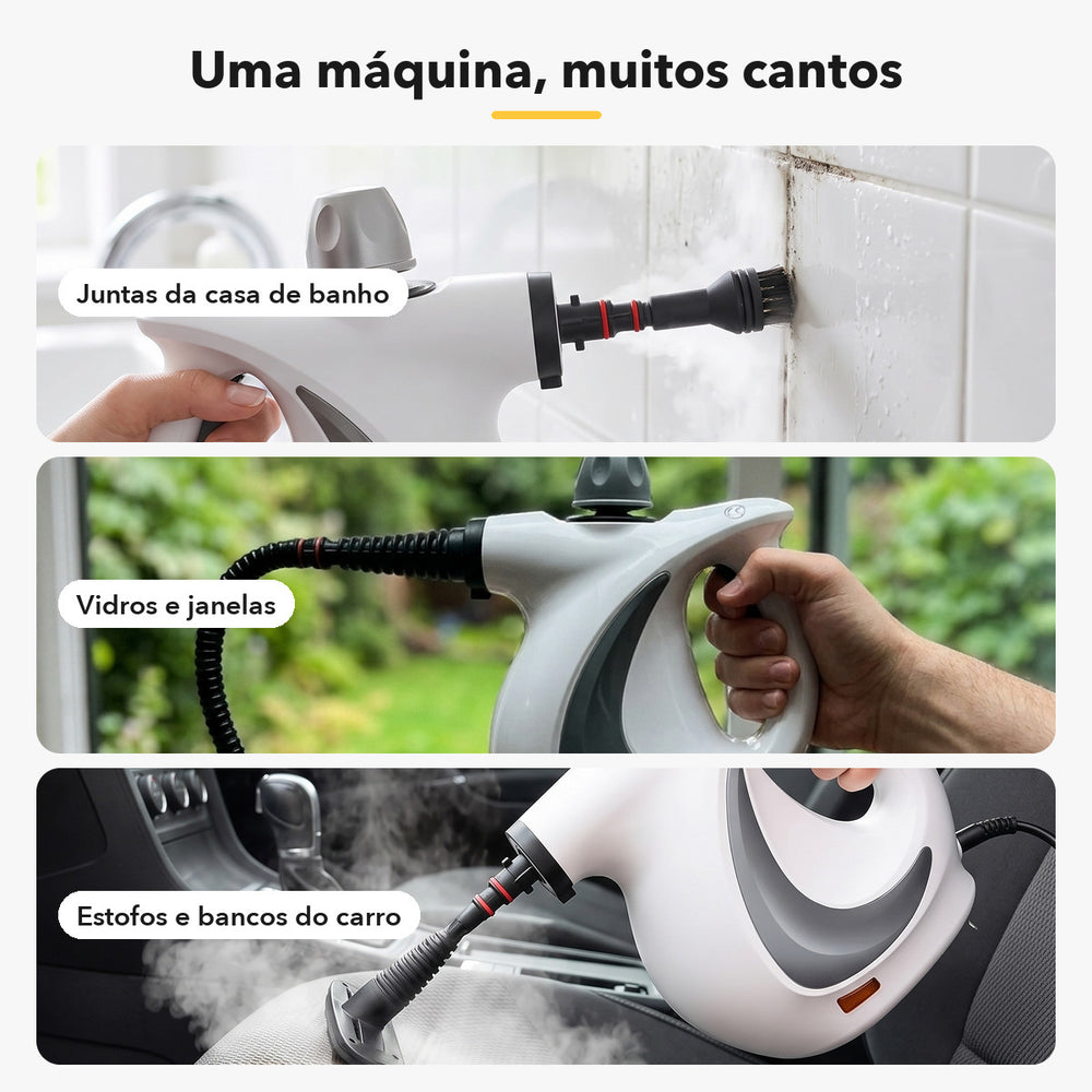 VaporPro nas juntas, nos vidros e nos estofos